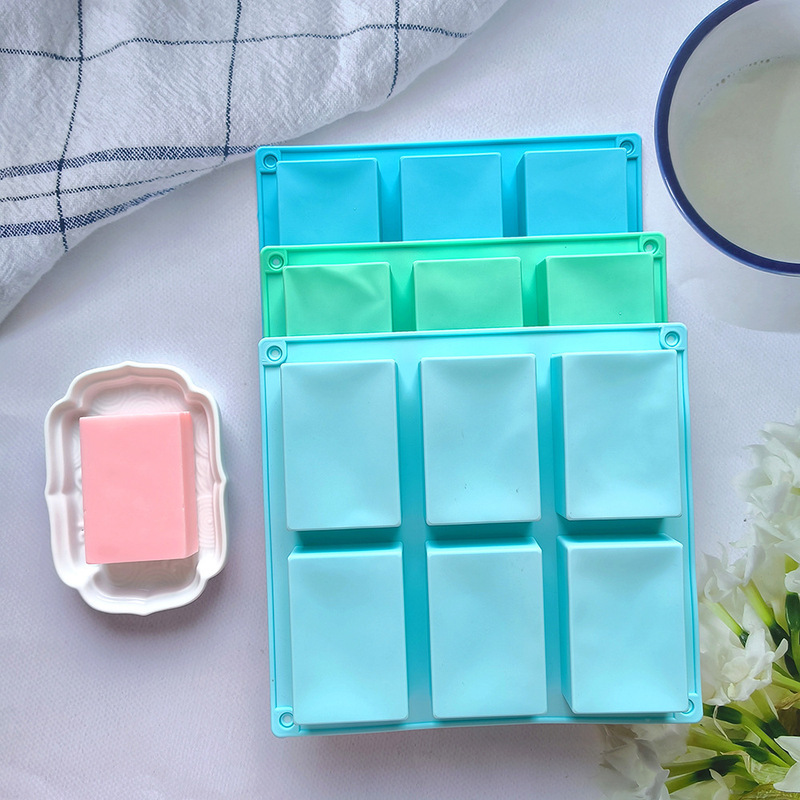 6-Connected Square 390 Soap Silicone Mold DIY Rectangular Aromatherapy Handicraft Cake Baking Utensils