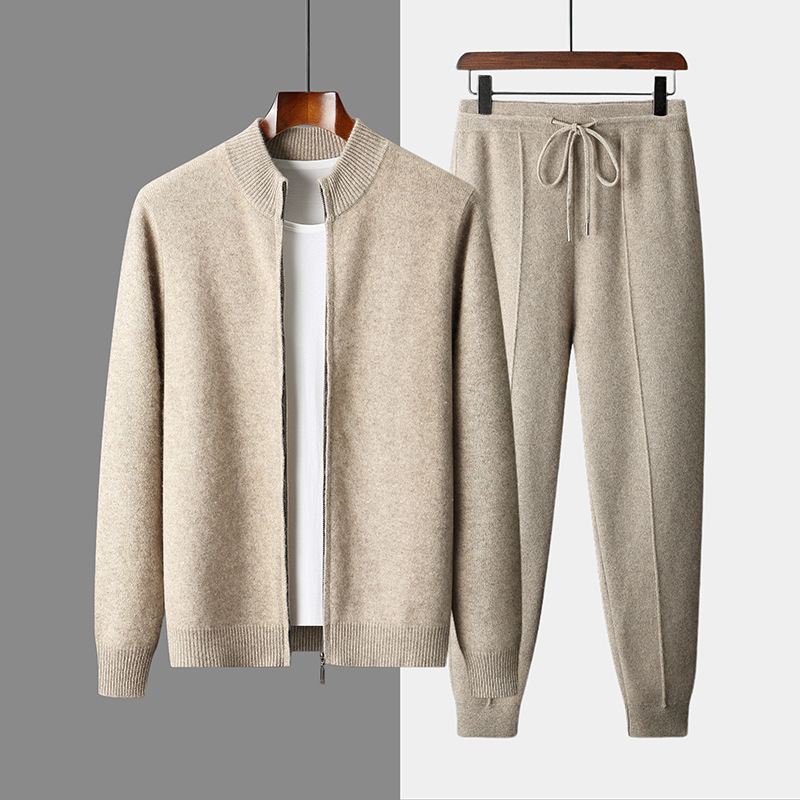 Wholesale Autumn and Winter New Style Seven-Needle Wool Cardigan Men's Suit Loose Fit Outerwear with Thickened Knitted Zipper Cardigan