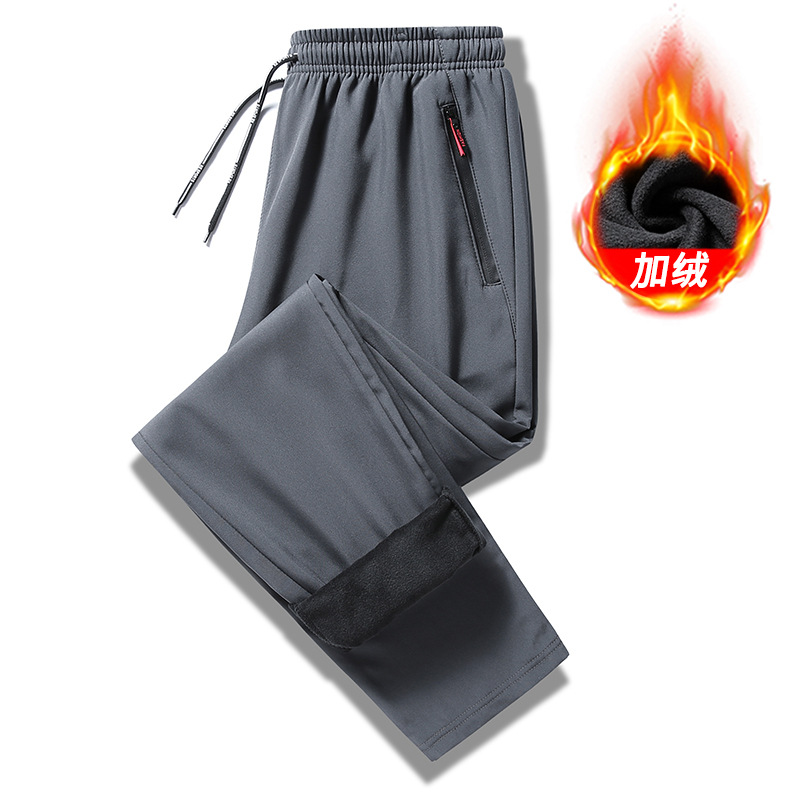 Cross-border fleece-lined pants, European size men's clothing, new autumn and winter American style plus-size thick warm pants, quick-dry cotton pants wholesale