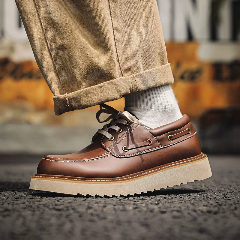 Рабочие туфли с толстым дном и высокими туфли с низким верхом ботинки Martin сапоги для мужчин ретро повседневные ботинки в британском стиле