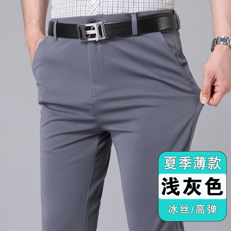Una pieza de pantalones de hombre de alta elasticidad clase B comercio electrónico en el extranjero comercio electrónico de mediana edad y ancianos pantalones casuales de negocios pantalones papá image 15