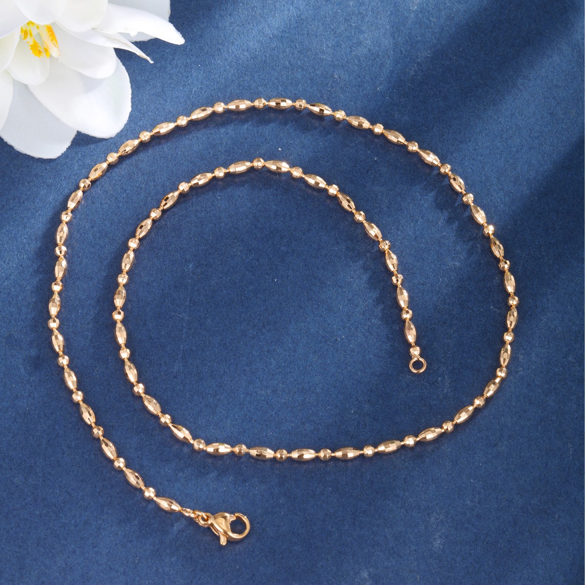 Xuping joyería aleación de invierno y otoño de mijo collar de perlas oval simple cadena collar de perlas de oliva mujer