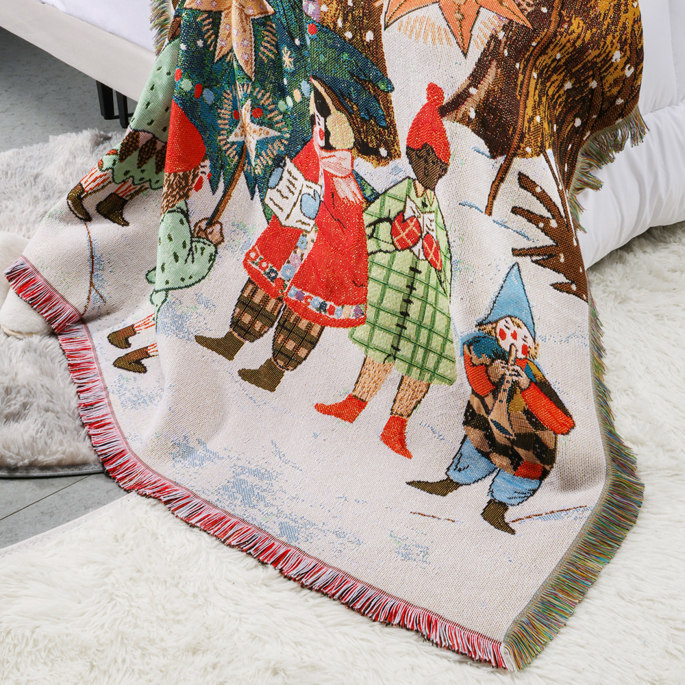 Internet celebrity blanket jacquard tapestry Christmas sofa towel Bohemian sofa blanket anti-cat claw sofa towel blanket thick