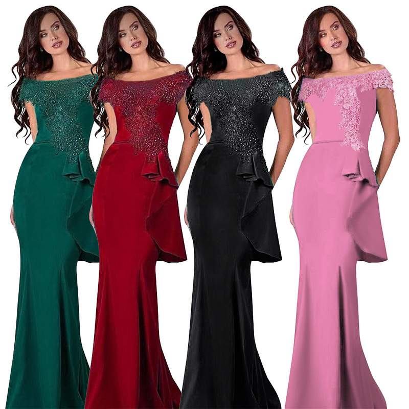 AliExpress women's plus size long high-end party evening dress tiktok African plus size French dress