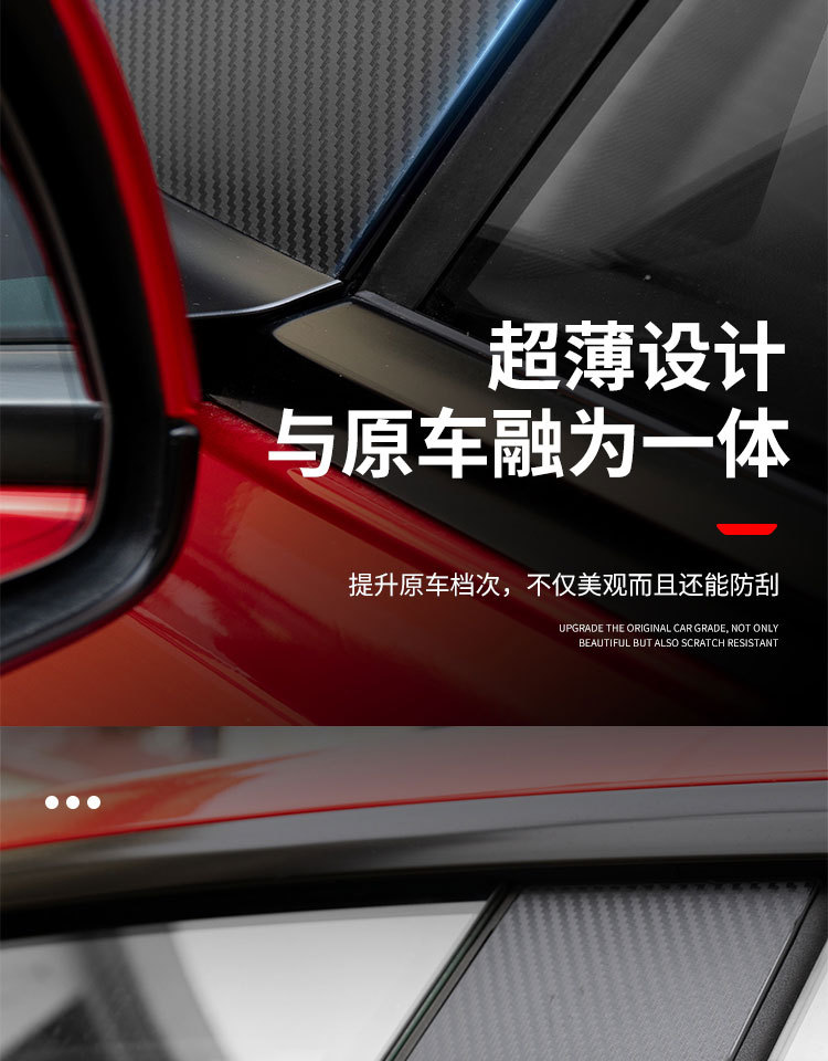 Suitable for Tesla Model Y New Version Model 3 A+B Pillar Stickers Car Exterior Accessories Carbon Fiber Pattern Stickers