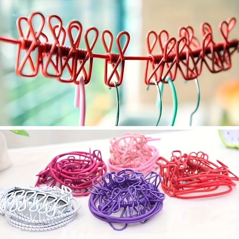 12 Clip Elastic Travel Clothesline Portable Durable For跨境