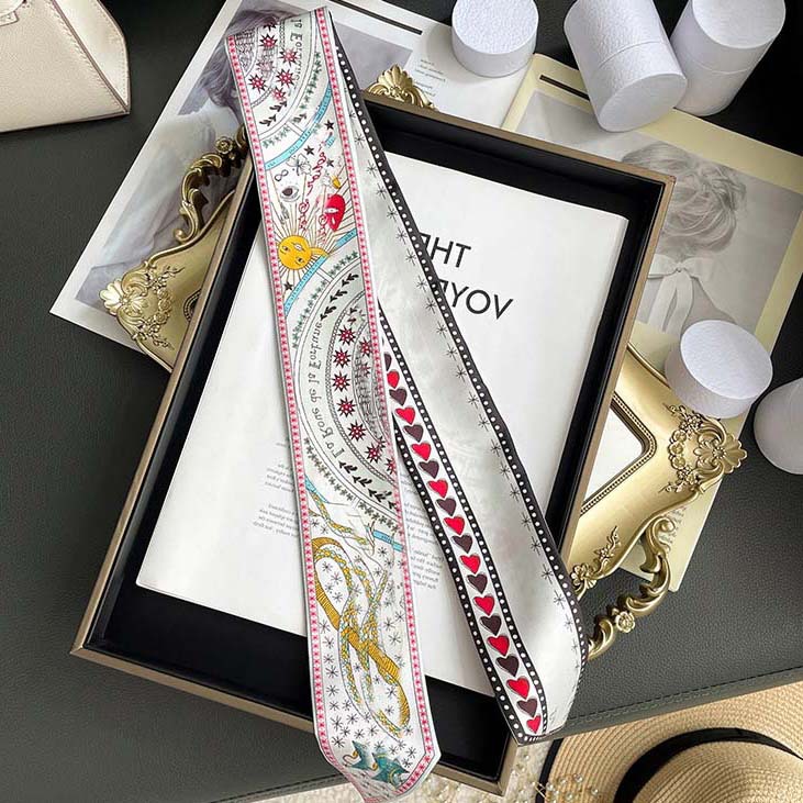 D versión alta 18 mm bufandas de seda cinta cinta delgada correa de pelo larga decoración pequeña bufandas animales de la selva H