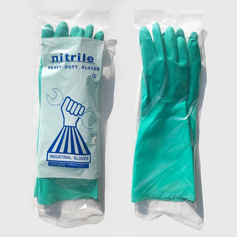 Guantes de caucho de nitrilo resistentes al aceite, ácidos y álcalis, guantes resistentes a la corrosión y a los químicos, guantes resistentes a la perforación y gruesos, industria