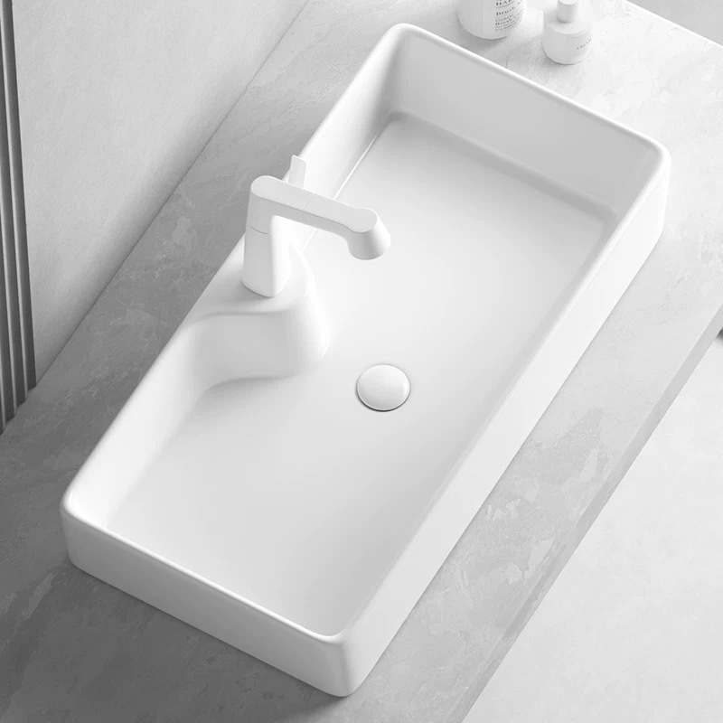 テーブルの上のたらいを深めて水のしぶきを防ぐ大きいサイズの洗面器のトイレの家庭用陶磁器の洗面器のベランダの洗濯器|undefined