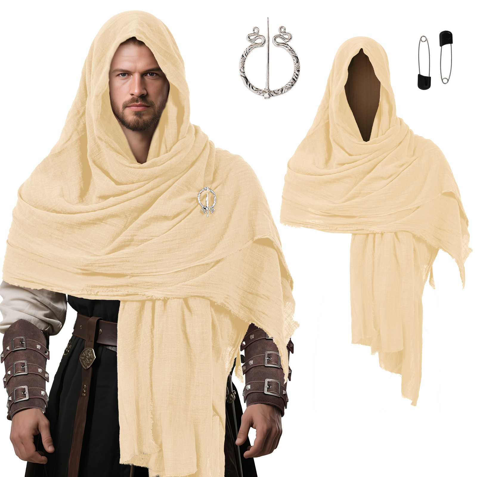 베이지 + 브로치 + 블랙 핀 1쌍 (224*131)