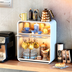 Kitchen Dustproof Storage Cabinet Shelf Multi-functional Table Top with Door Storage for Bowls Condiments Spice Rack Box Household 