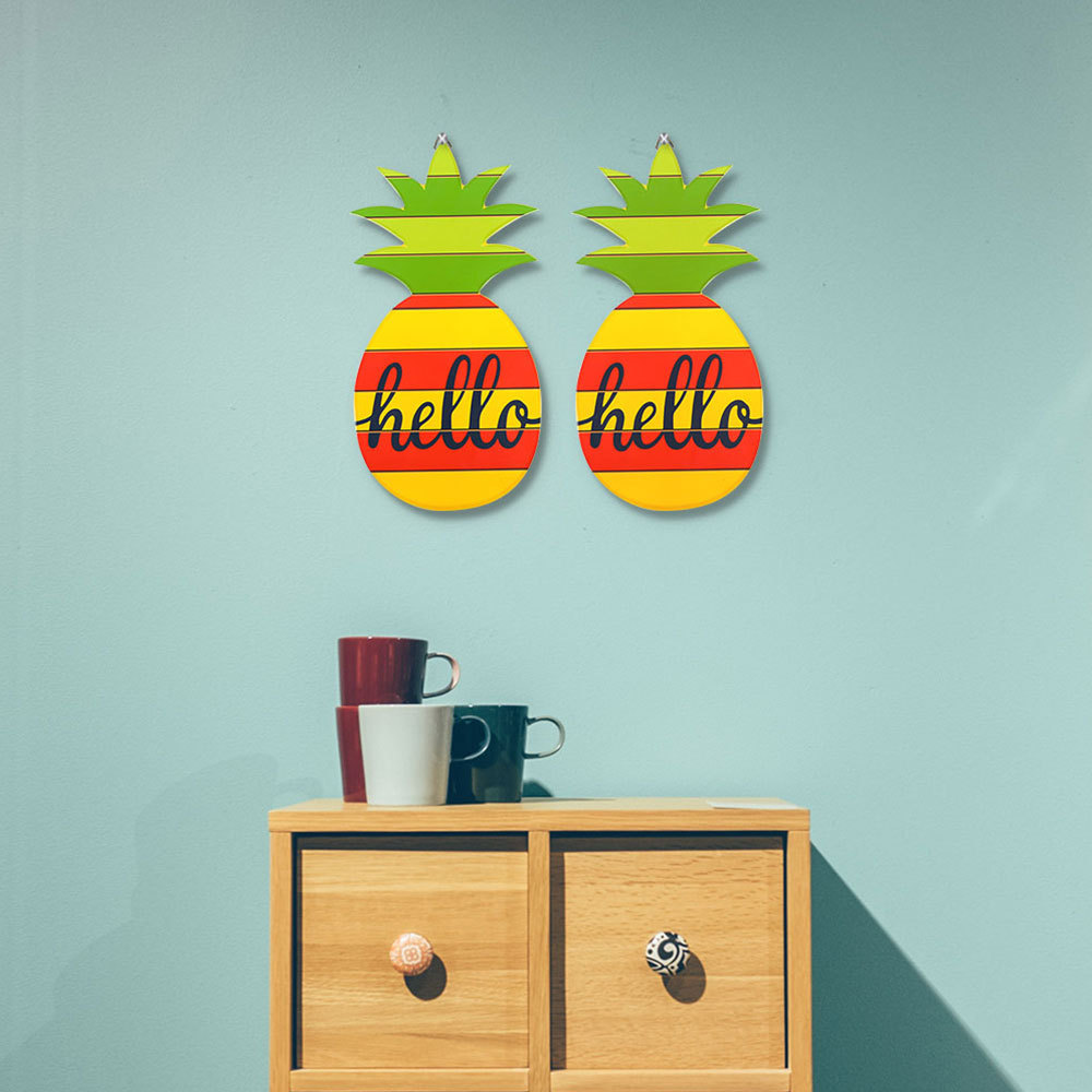 菠萝形状挂板家居客厅墙壁装饰水果木板画木制工艺品挂饰挂件木质