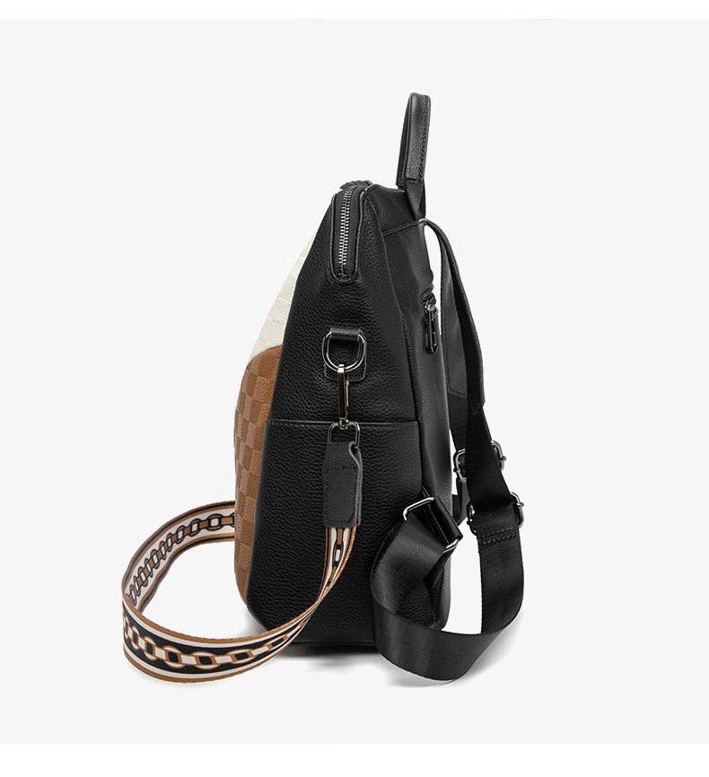 Women's Embossed Chessboard Checkerboard Backpack For College_voghion.com