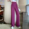 Thin trousers, suit, high waist, fitted, loose straight fit, suitable for teen