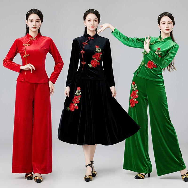 Chongsao воротник акробатические костюмы новый набор осенний и зимний золотой бархат