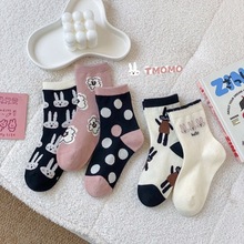 TMOMO兔默默卡通兔子高弹长筒一体机无骨缝头儿童羊毛袜厂家批发