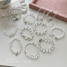 简约不规则高颜值透明水晶手链学生ins清冷小众百搭通用闪钻手串