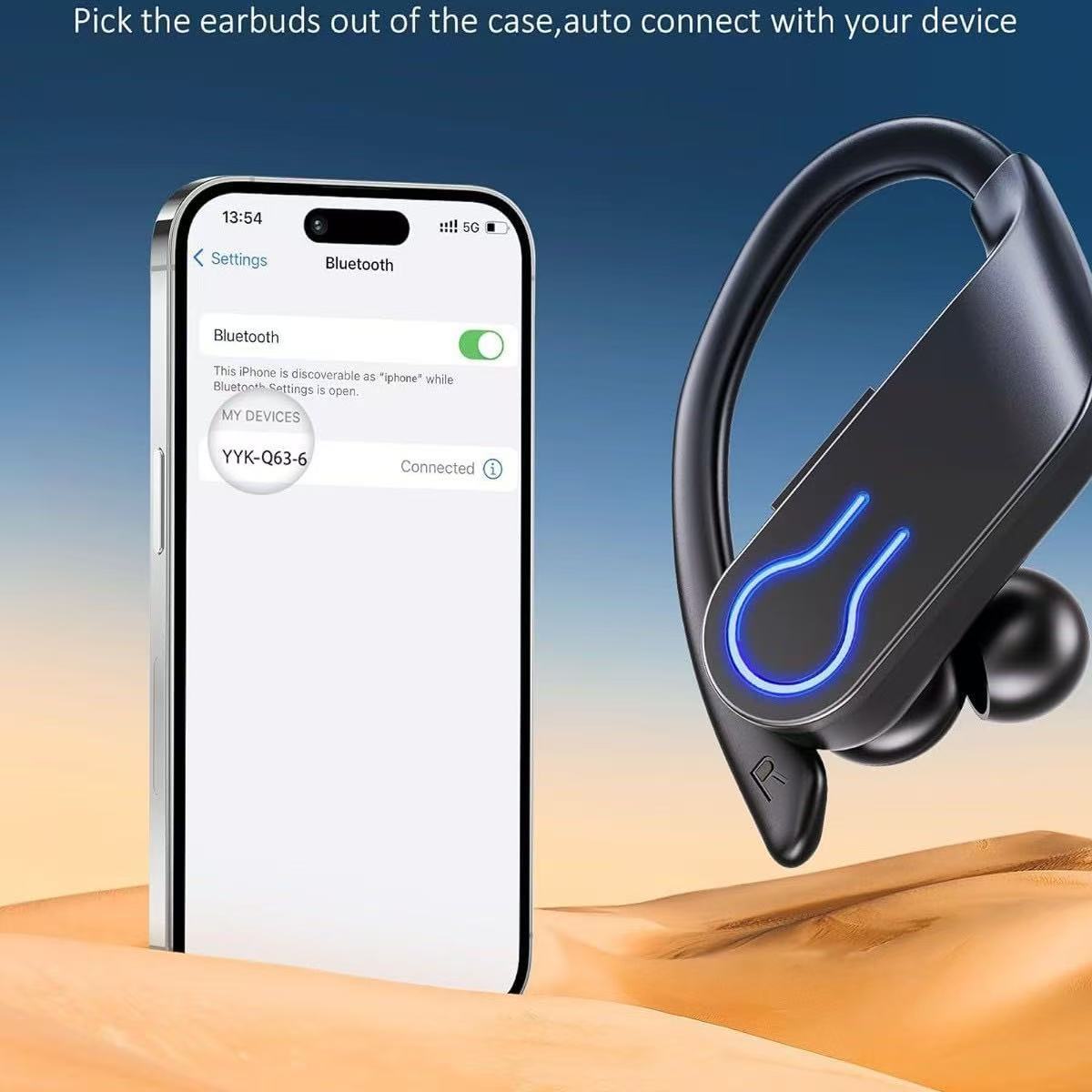 Bluetooth Earphones with Noise Reduction, Ultra-Long Battery Life, for Sports, E-Sports, and Gaming, Private Model Wireless In-Ear Design with Noise Reduction