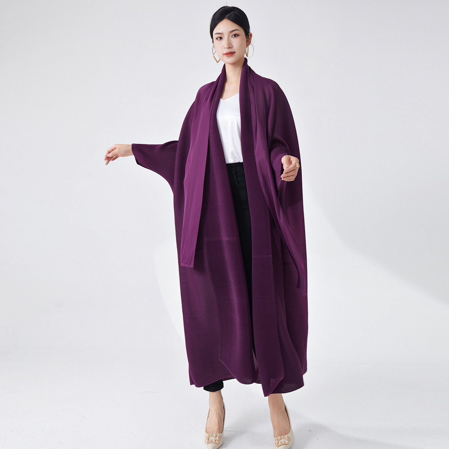 Foreign Trade Arab Clothing, High-end Muslim Women's Loose Plus-size Issey Miyake-style Large Robe Coat For Autumn_ecoleips.com