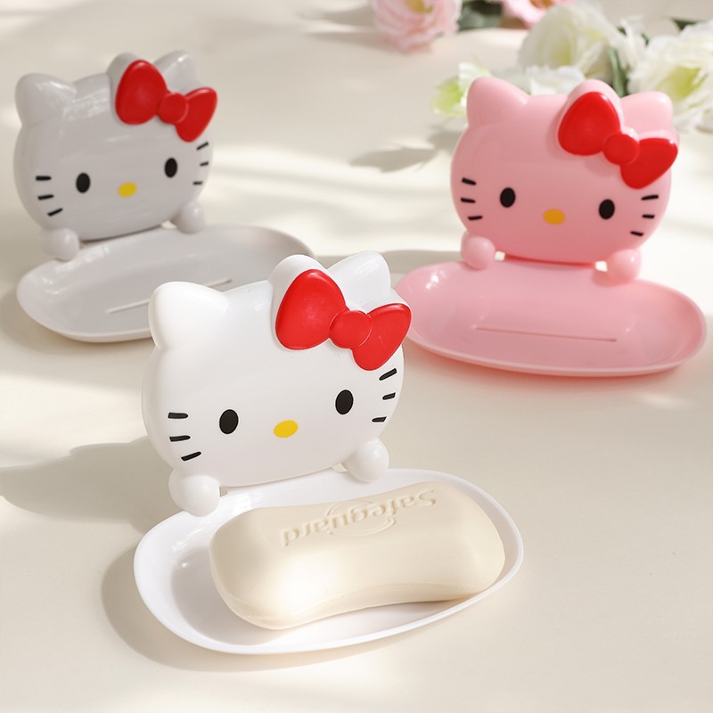 Hello kitty可爱肥皂盒家用免打孔卫生间创意香皂盒浴室置物架|undefined