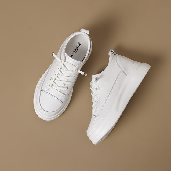 ZHR is 2025 Spring and Autumn New Thick Bottom Increased White Shoes Women's New Breathable Casual Board Shoes Joker Women's Shoes
