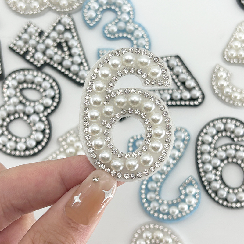 Nuevo no tejido perla digital pegatinas de perforación caliente accesorios de ropa pegatinas de perforación joyas de perforación decoración diy pegatinas de letras