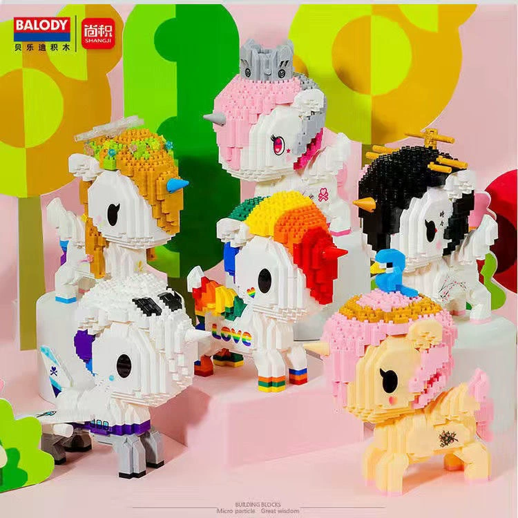 Belledi единорог строительные блоки tokidoki со-брендированная микрорельефная головоломка сборка конструктор игрушки украшения