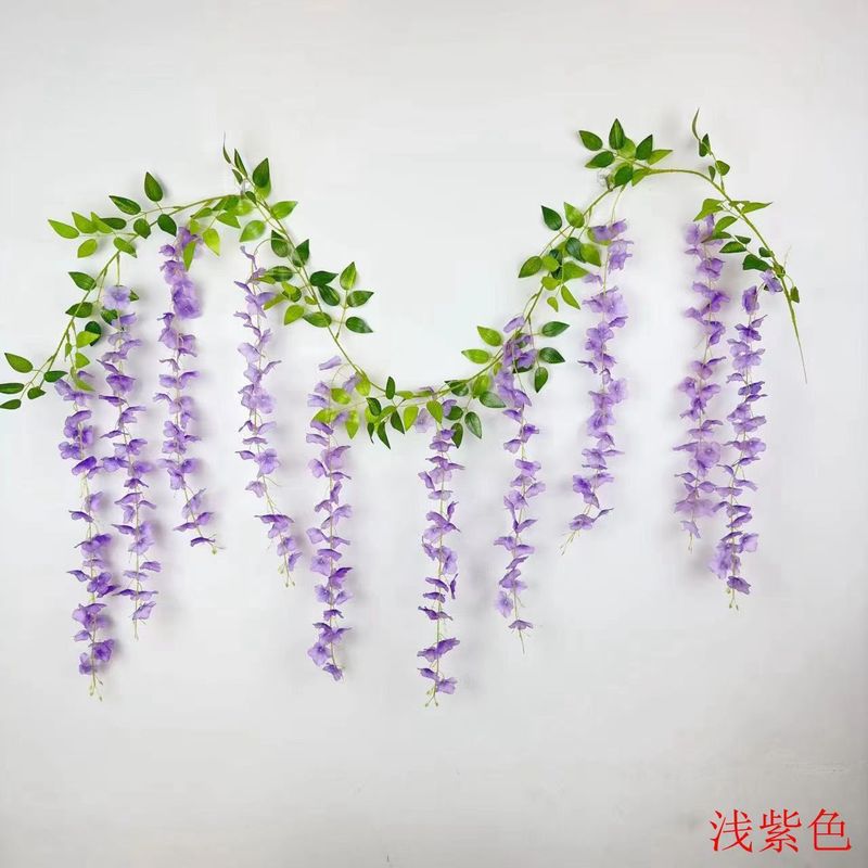 紫藤花造花藤条装飾花巻き吊り花プラスチック花藤蔓串花植物パイプは花を遮る|undefined