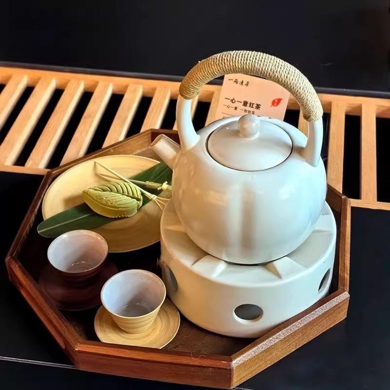 雲琳囲炉煮茶新中国式茶屋茶室陶磁器煮ティーポットろうそく保温提梁壺泡茶ソーダ釉薬|undefined
