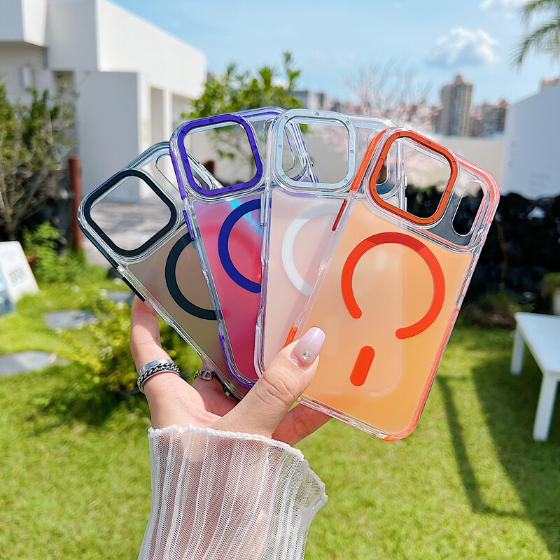 Suitable for Apple 17Promax Mobile Phone Case Xuncai Laser Gradient Chameleon Strong Magnetic Suction 11-17 Super Anti-Fall