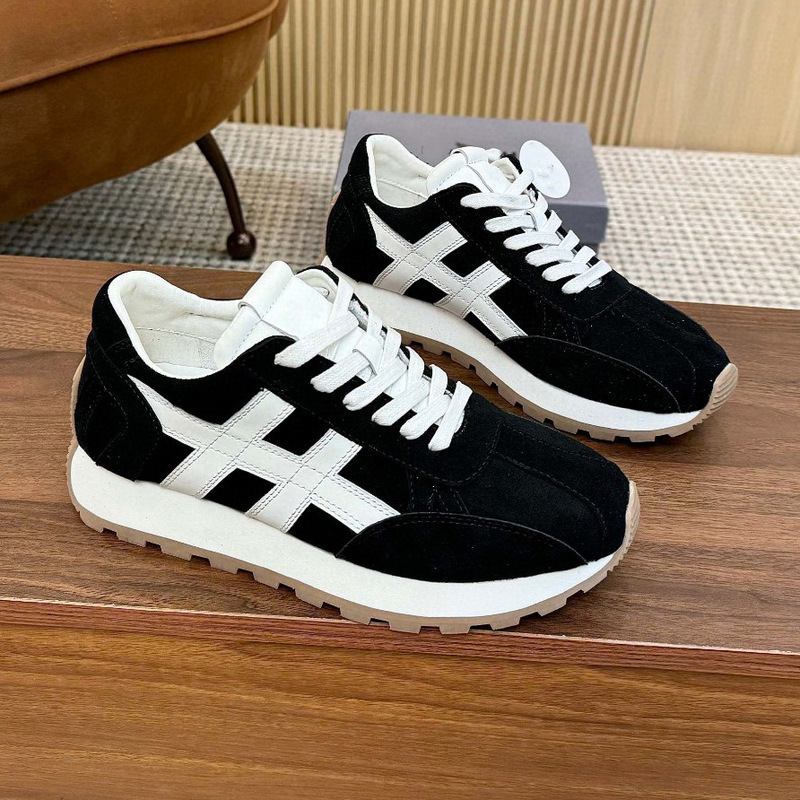 2025 Spring/Summer Popular Genuine Leather Dad Sneakers Hogan Couple's German Training Shoes Women's Casual Running Shoes Forrest Gump Shoes