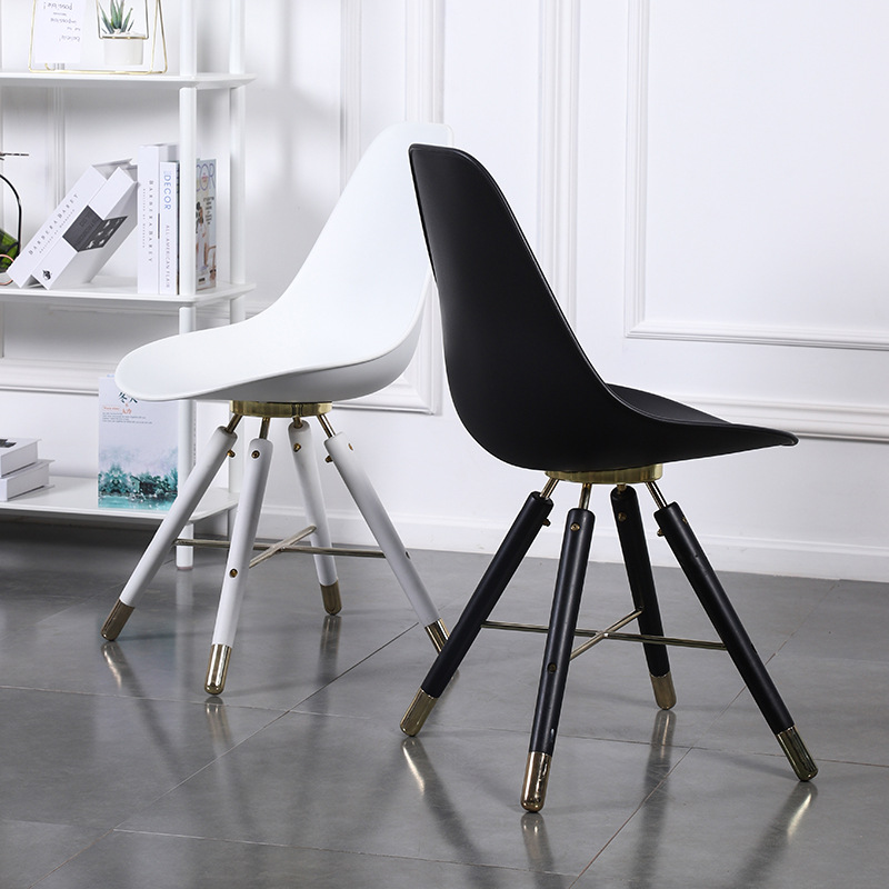 Nordic Minimalist Home Metal Solid Wood Backrest Chair, Caf&eacute; Cross-Shape Upholstered Chair, Tech Fabric Eames Chair