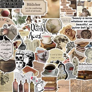 50 cross-border new dark aesthetic graffiti stickers decorative guitar notebook suitcase DIY waterproof batch
