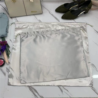 奢品银灰色色丁绸缎光面束口袋收纳袋包包防尘袋环保袋包装袋布袋