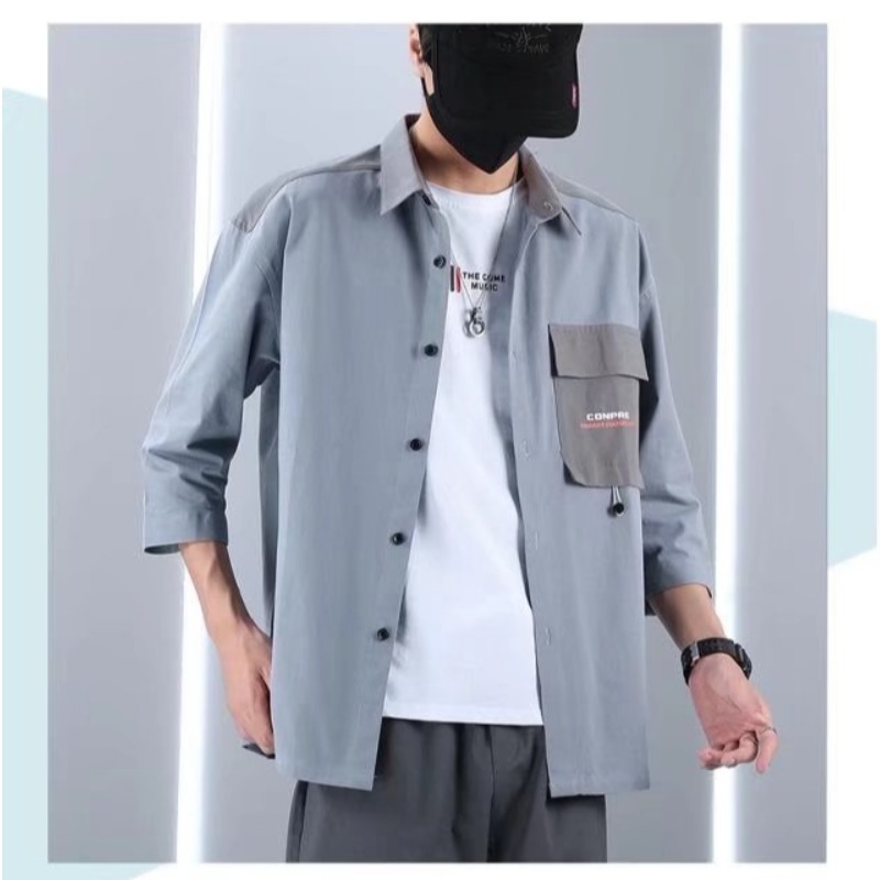 Ropa DE TRABAJO suelta de verano camisa de manga tres cuartos suelta casual volantes guapo media manga camisa de manga corta abrigo moda al por mayor