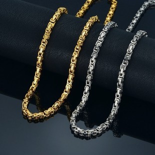 Aliexpress European and American Titanium Steel Gold Thick Stainless Steel Necklace for Men, Bold Wave Chain with Water Ripple Design