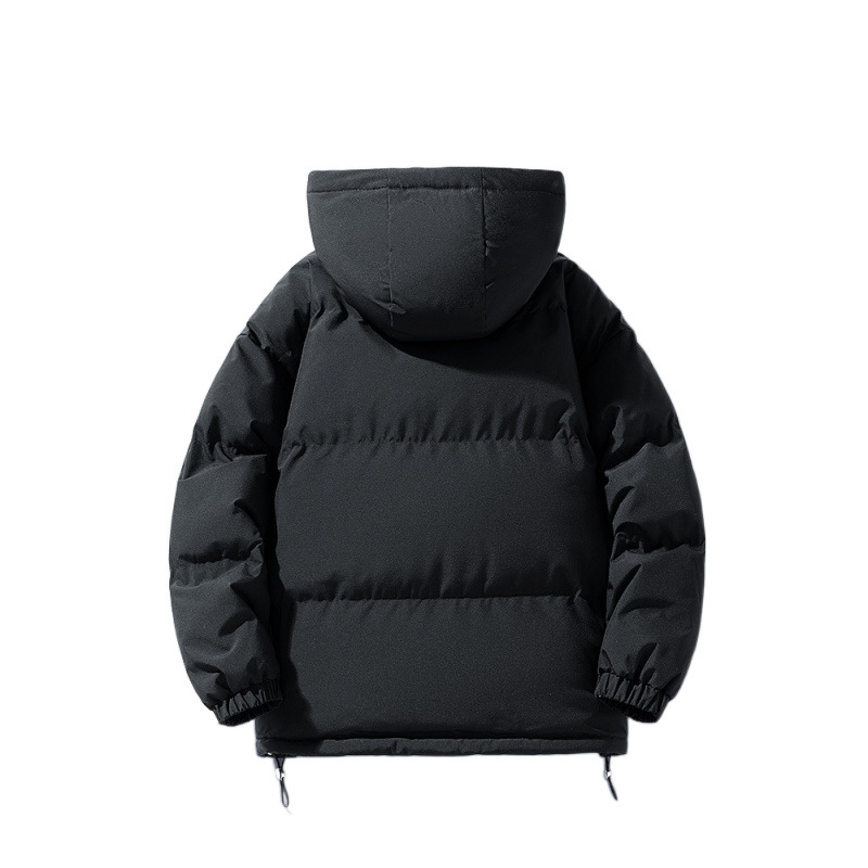 2024 invierno nuevo algodón casual para hombres de color sólido simple placa de luz gruesa abrigo de algodón con capuz para hombres