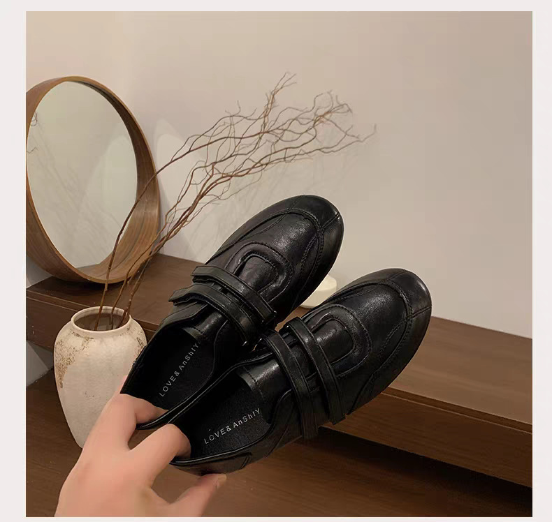Vintage Velcro cabeza redonda zapato plano para mujeres primavera 2026 nuevo estilo casual de moda versátil zapatos Lefour para mujeres