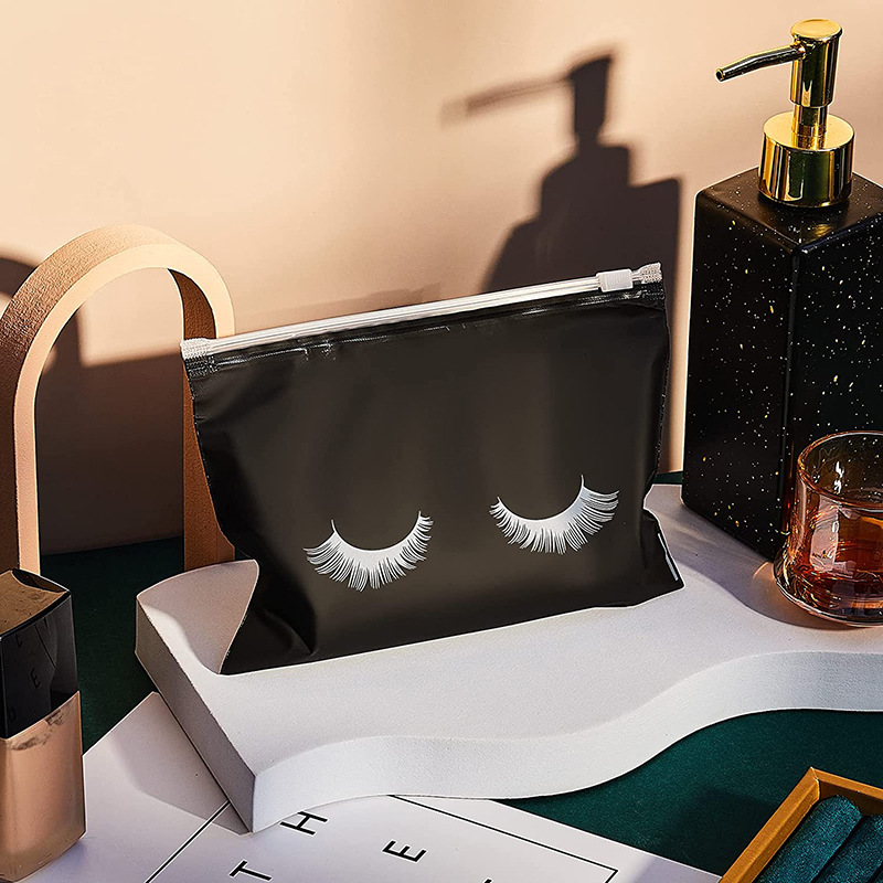 Suministro directo de fábrica en stock al por mayor bolsa de cremallera de pestañas EVA Bolsa De Rosa bolsa de cremallera negra bolsa de almacenamiento de combinación de maquillaje