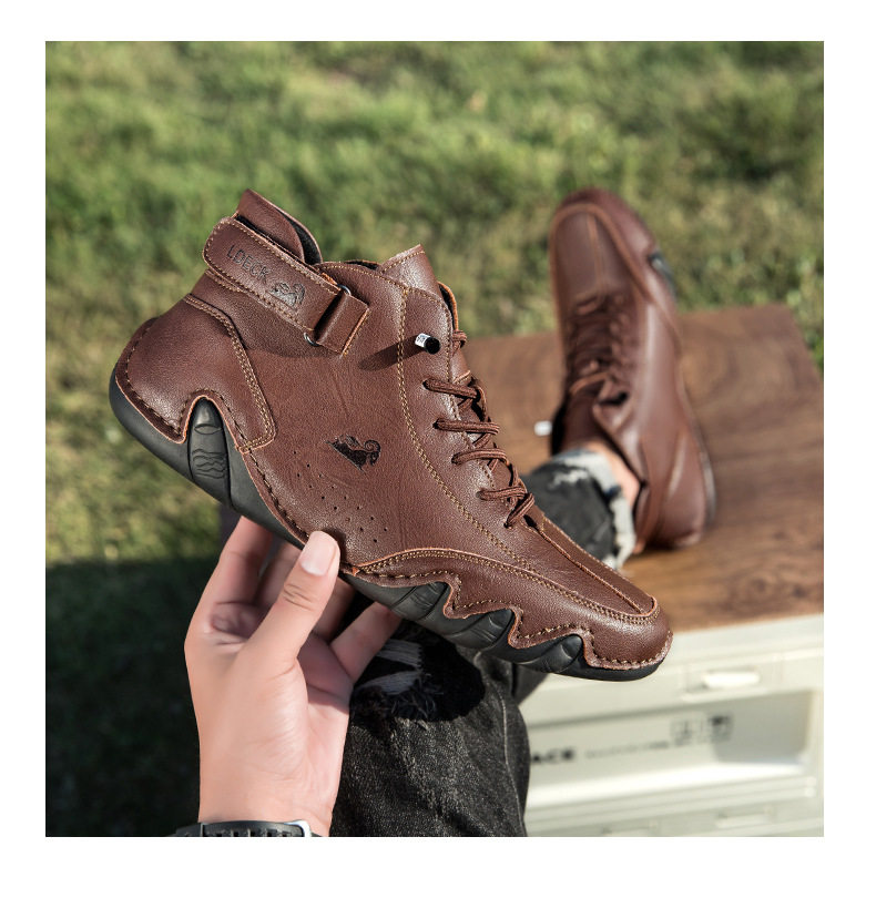 Bốt Martin nam cổ cao dáng ngắn, mũi tròn, đế bằng, phong cách thường ngày — C8008 màu kaki, C8008 màu xám, C8008 màu đen, F8008 Màu xanh lá cây chi tiết 26