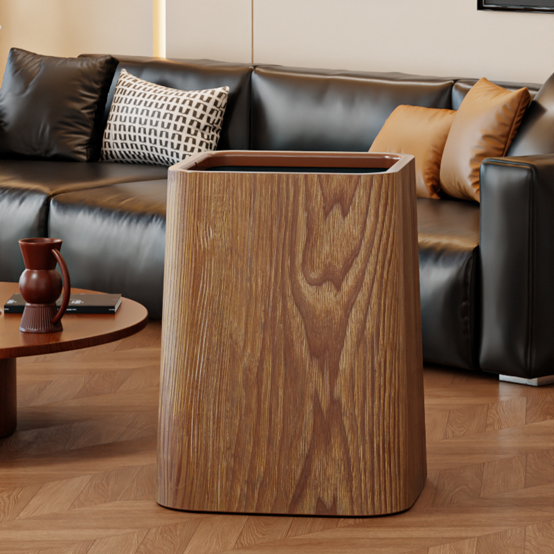 Wood Grain Trash Can for Home Living Room and Bedroom, Antique Style High-End Light Luxury Wastebasket for Office and Hotel Use Wood Grain Trash Can for Home Living Room and Bedroom, Antique Style High-End Light Luxury Wastebasket for Office and Hotel Use