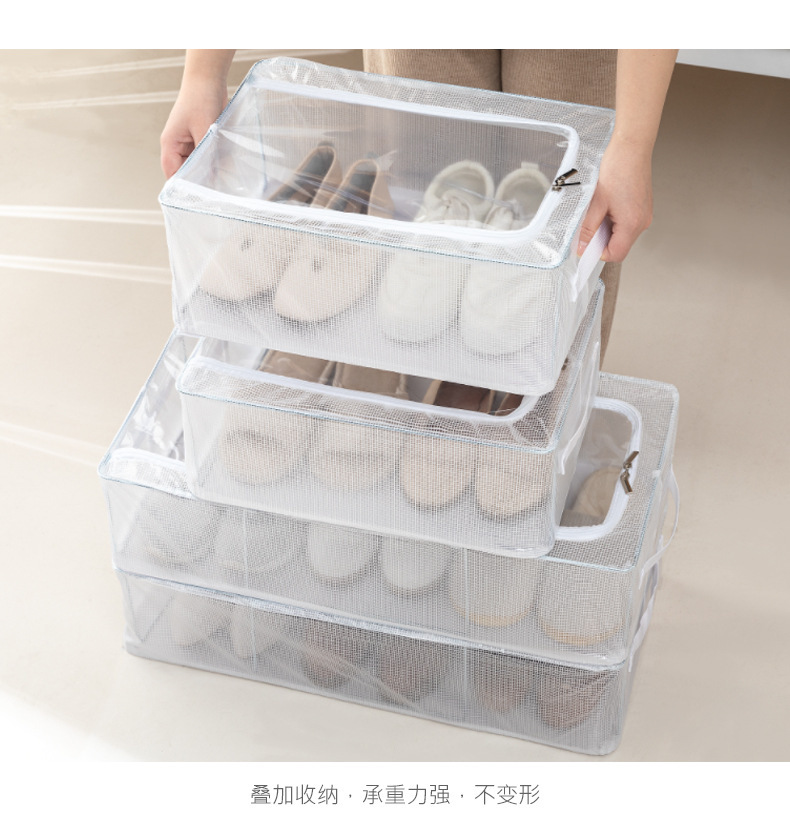Folding Steel Frame Shoe Box Storage Transparent Dustproof Shoe Cabinet Home Storage Dormitory Shoe Storage Box Installation-Free Batch
