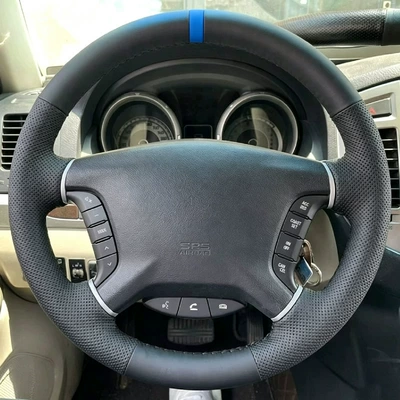 Steering wheel cover V93 V97 steering - mitsubishi-series-with-holes-on-both-sides-blue-return-mark-blue-line-38cm