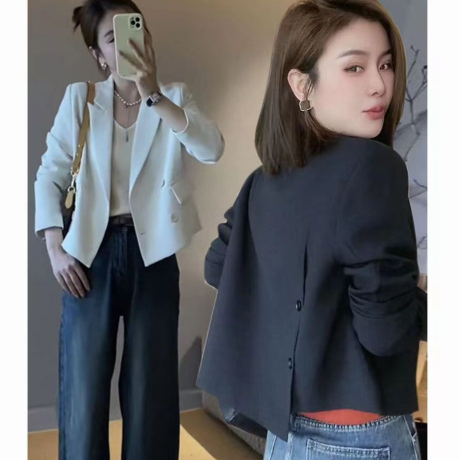 Small Suit Jacket for Women 2025 Outer Wear New Korean Style High-End Small Short Casual Black Suit Top