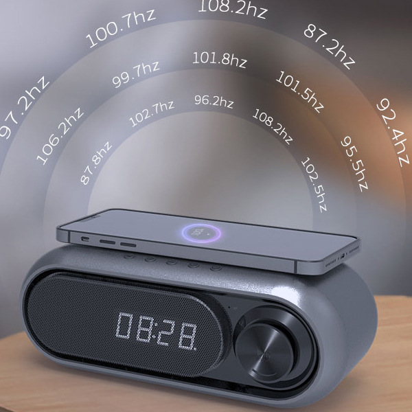 Bluetooth Private Model LED Alarm Clock Speaker Bass Wireless Charging Portable_voghion.com