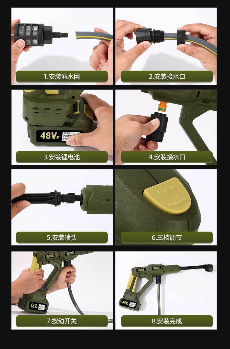 High Pressure Car Washer, Cordless, Brushless Motor, Lithium Battery