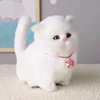 仿真猫创意手工艺品礼物手动会摇尾会叫的仿真大胖猫家居摆件玩偶