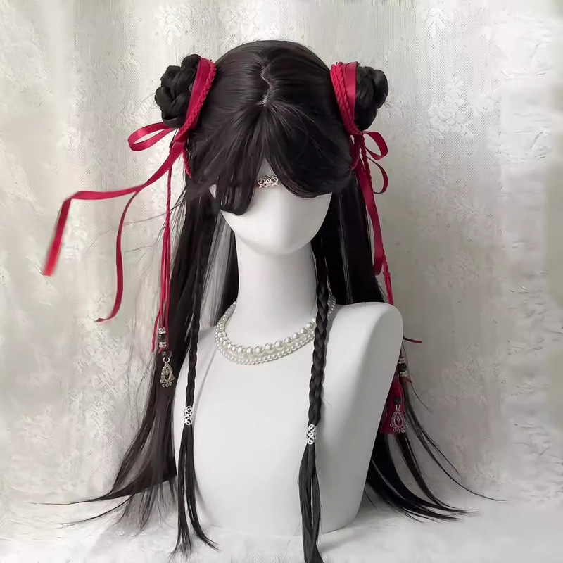 Wig Women's Long Hair Which Cha cos Style Double Marubeni Diffuse Natural National Style Black Long Straight Daily Universal Full Headgear Wig Women's Long Hair Which Cha cos Style Double Marubeni Diffuse Natural National Style Black Long Straight Daily Universal Full Headgear