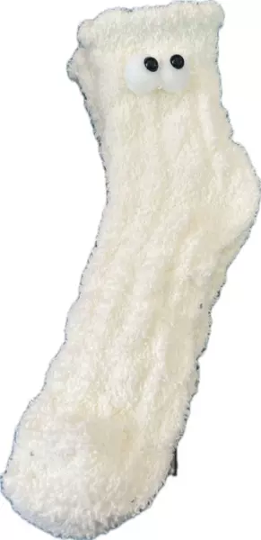 White fur ball coral velvet handless socks (the fur ball is on the side)