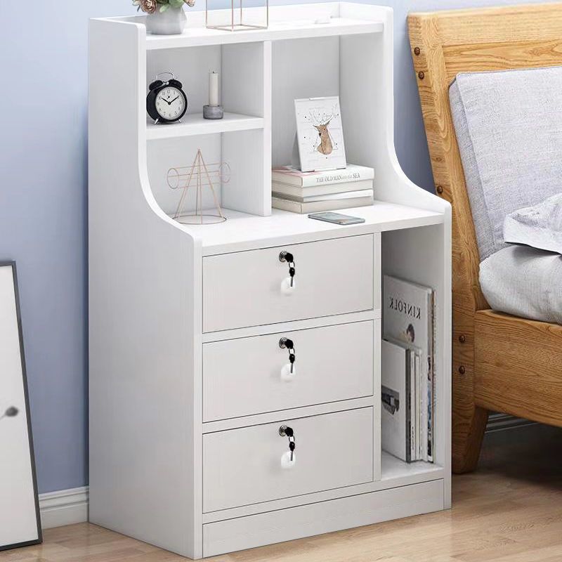 Lockable Bedside Table Storage Rack Simple Modern Bedroom Storage Cabinet Large Capacity Multi-Functional Storage Bedside Small Cabinet